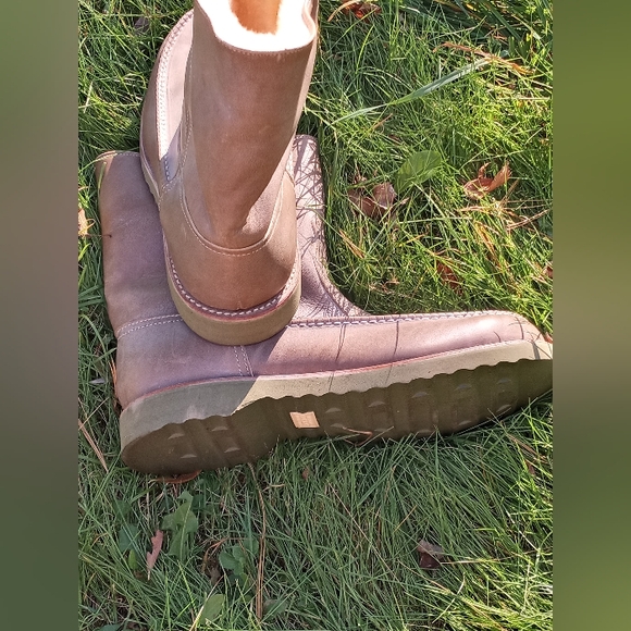Vintage Herman Neoprene Oil Resistant Steel Toe Tan Brown Leather Boots size 9 - Picture 5 of 9